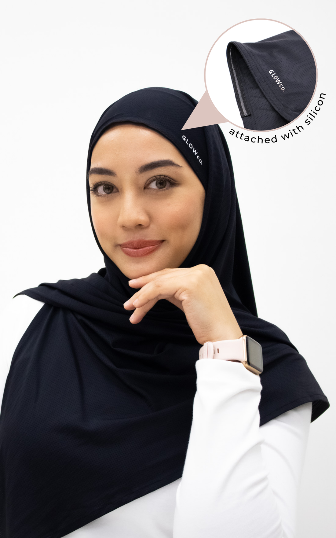 Sports Hijabs GLOWco Exclusive Air Mesh Instant Tri Scarf (With Inner) in Black