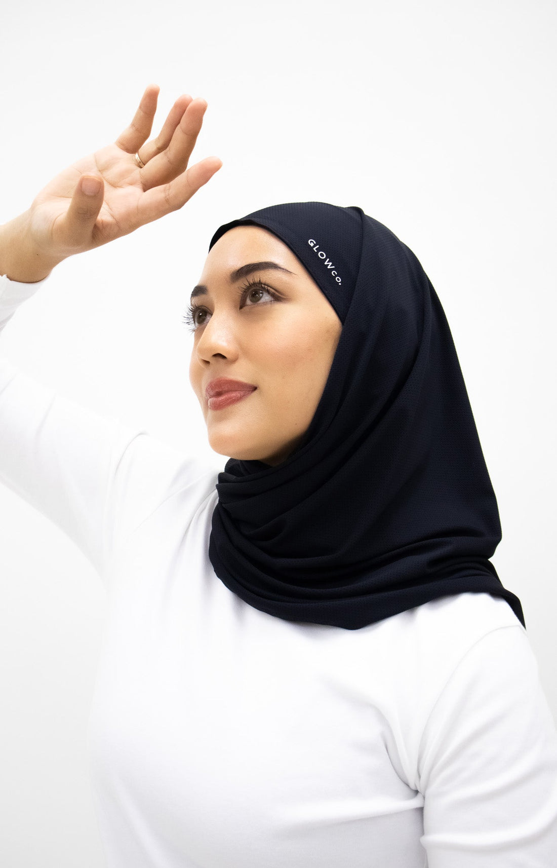 Sports Hijabs GLOWco Exclusive Air Mesh Instant Tri Scarf (With Inner) in Black