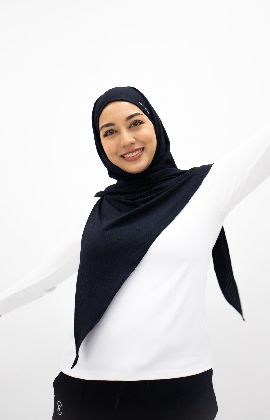 Sports Hijabs GLOWco Exclusive Air Mesh Instant Tri Scarf (With Inner) in Black