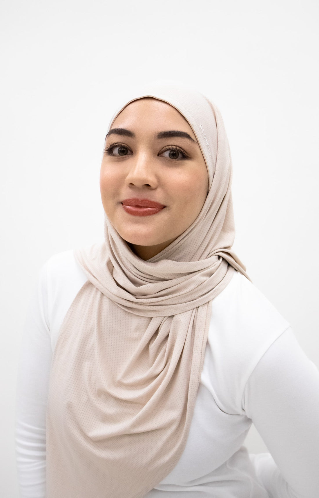 Sports Hijabs GLOWco Exclusive Air Mesh Instant Tri Scarf (With Inner) in Soft Pearl