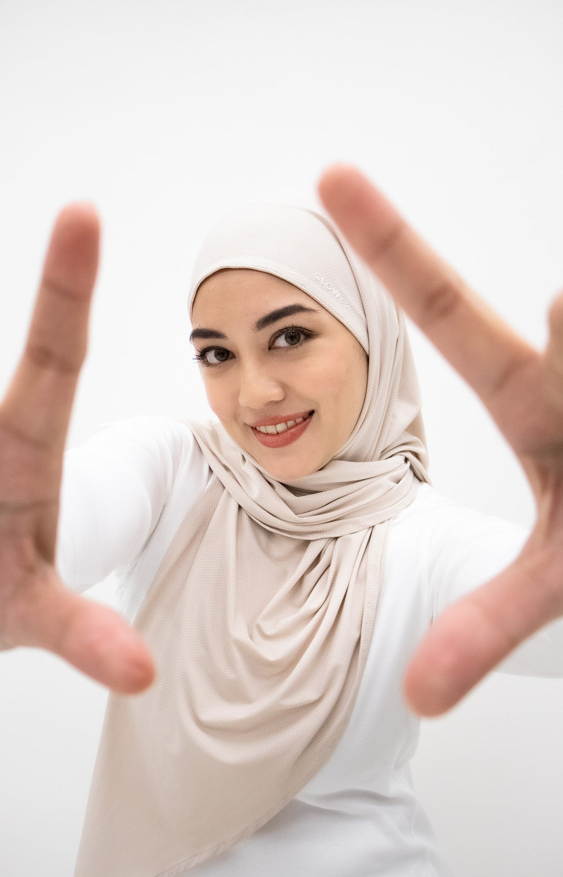 Sports Hijabs GLOWco Exclusive Air Mesh Instant Tri Scarf (With Inner) in Soft Pearl