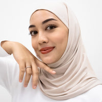 Sports Hijabs GLOWco Exclusive Air Mesh Instant Tri Scarf (With Inner) in Soft Pearl