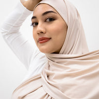 Sports Hijabs GLOWco Exclusive Air Mesh Instant Tri Scarf (With Inner) in Soft Pearl