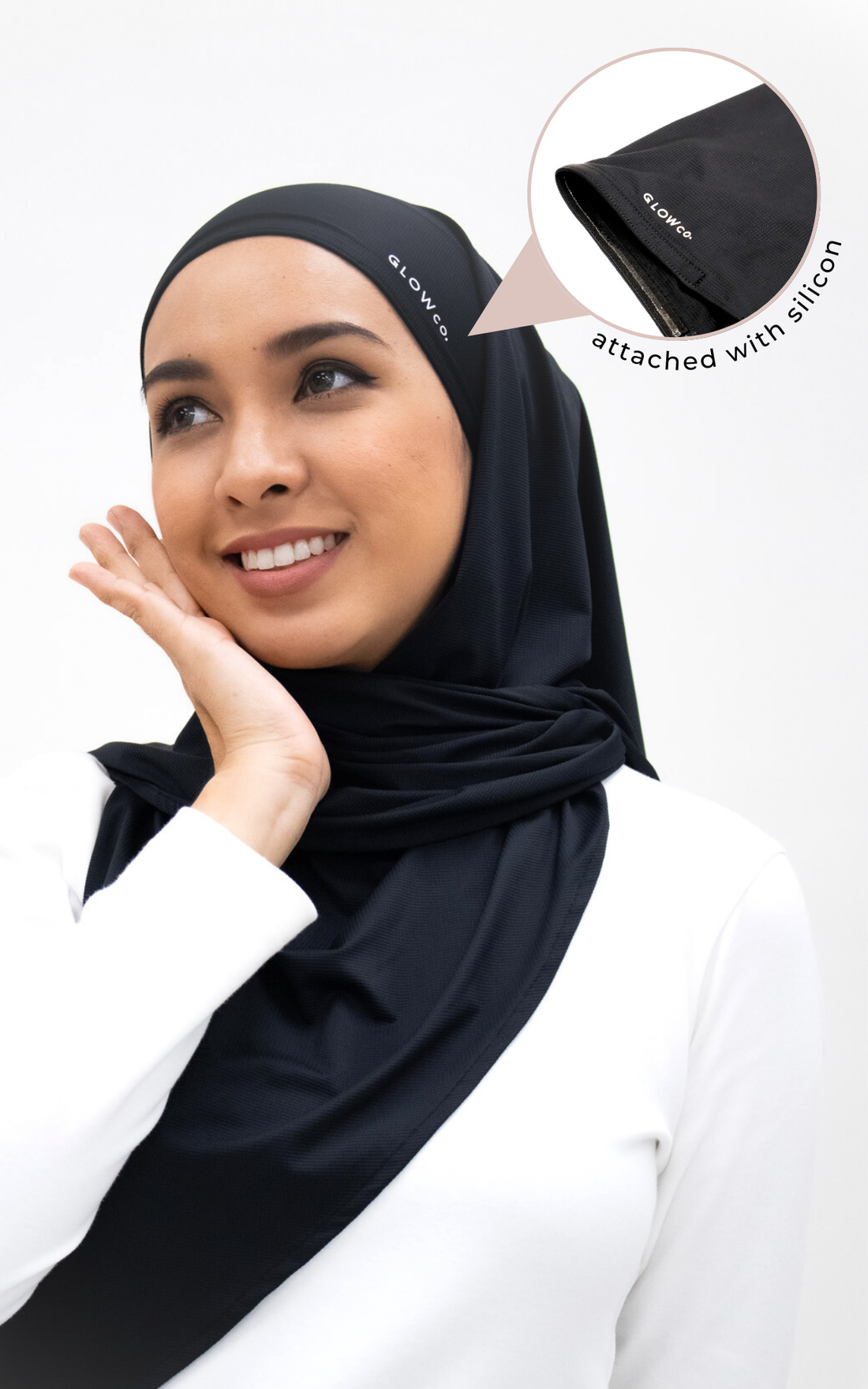 Sports Hijabs GLOWco Exclusive Air Waffle Instant Tri Scarf (With Inner) in Black