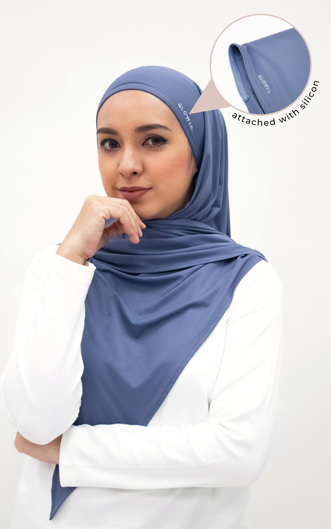 Sports Hijabs GLOWco Exclusive Air Waffle Instant Tri Scarf (With Inner) in Lakeside Blue