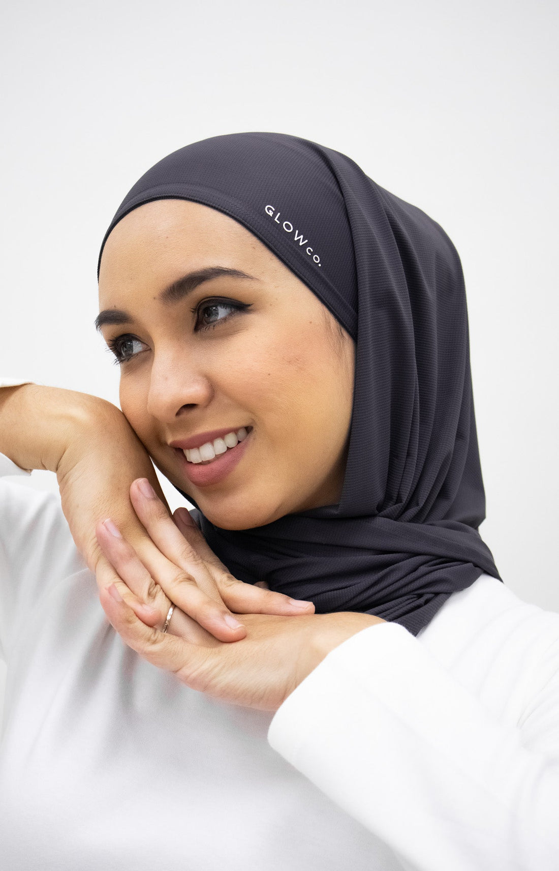 Sports Hijabs GLOWco Exclusive Air Waffle Instant Tri Scarf (With Inner) in Storm Grey