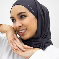 Sports Hijabs GLOWco Exclusive Air Waffle Instant Tri Scarf (With Inner) in Storm Grey