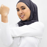 Sports Hijabs GLOWco Exclusive Air Waffle Instant Tri Scarf (With Inner) in Storm Grey