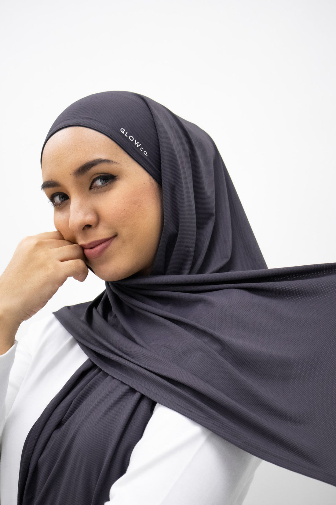 Sports Hijabs GLOWco Exclusive Air Waffle Instant Tri Scarf (With Inner) in Storm Grey