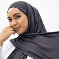 Sports Hijabs GLOWco Exclusive Air Waffle Instant Tri Scarf (With Inner) in Storm Grey