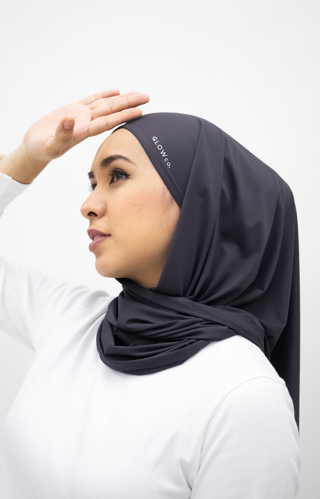 Sports Hijabs GLOWco Exclusive Air Waffle Instant Tri Scarf (With Inner) in Storm Grey