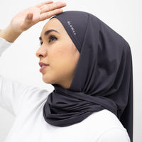Sports Hijabs GLOWco Exclusive Air Waffle Instant Tri Scarf (With Inner) in Storm Grey