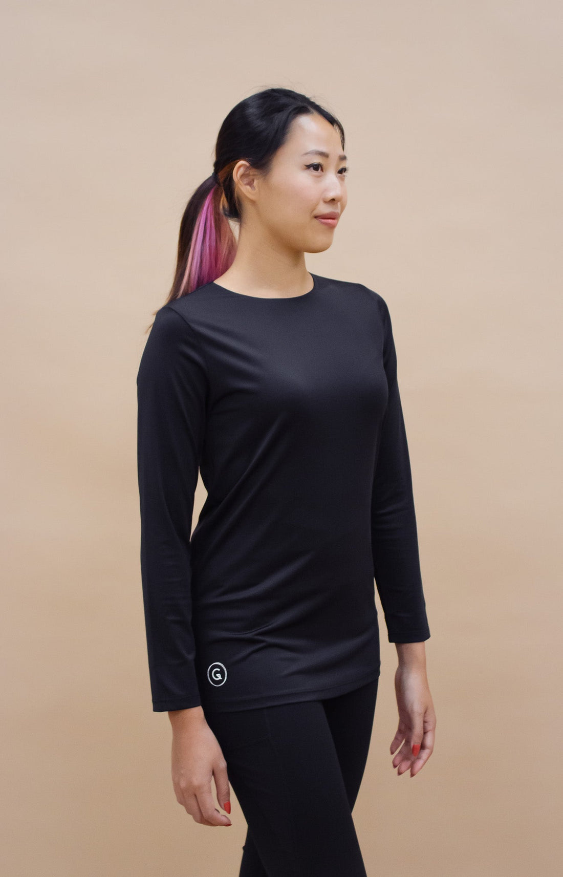 Innerwear GLOWco Exclusive AirLite InnerGlow Crew Neck Top in Black