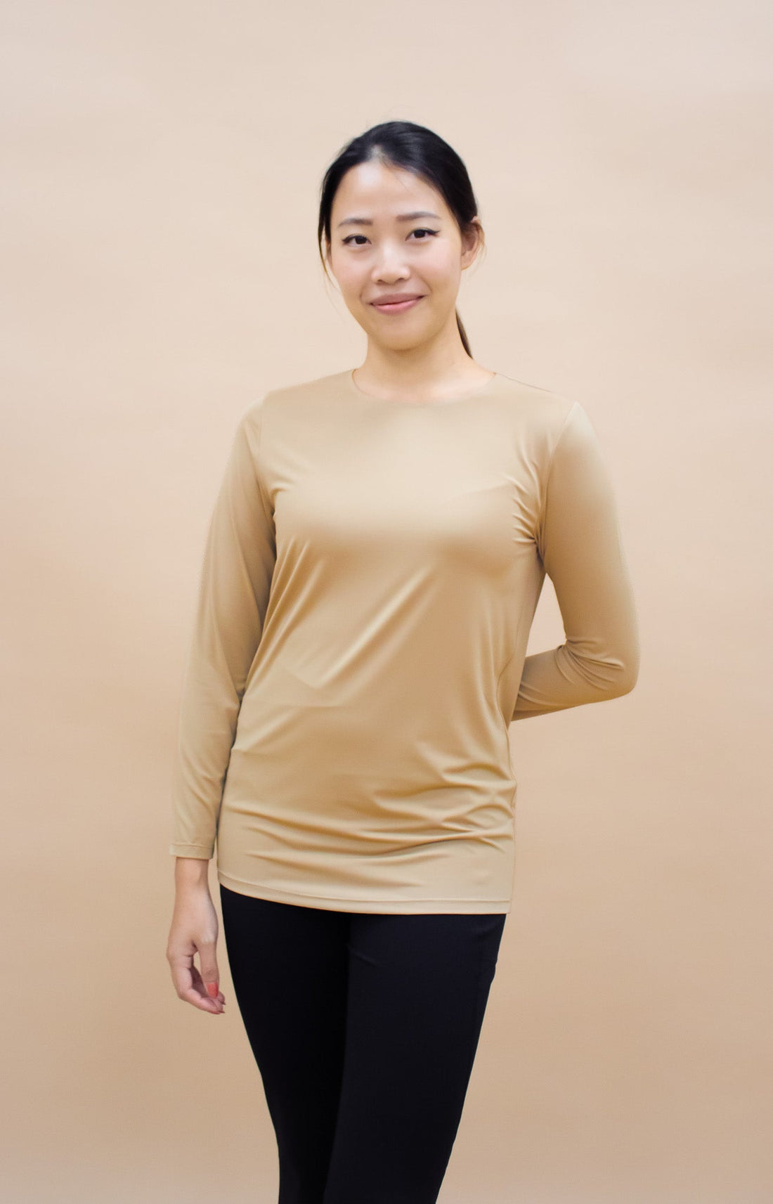 Innerwear GLOWco Exclusive AirLite InnerGlow Crew Neck Top in Tan