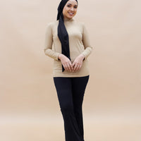 Innerwear GLOWco Exclusive AirLite InnerGlow Mock Neck Top in Tan