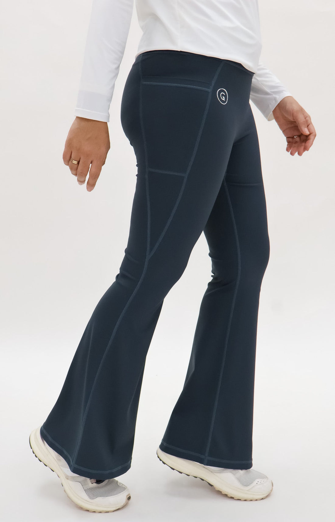 Bottoms GLOWco Exclusive Fit & Flare High Waisted Pocket Pants in Denim