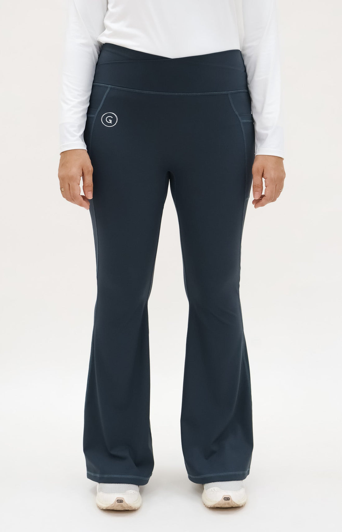 Bottoms GLOWco Exclusive Fit & Flare High Waisted Pocket Pants in Denim