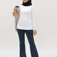 Bottoms GLOWco Exclusive Fit & Flare High Waisted Pocket Pants in Denim
