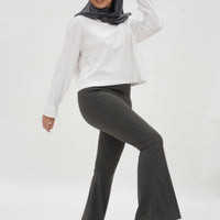 Bottoms GLOWco Exclusive Fit & Flare High Waisted Pocket Pants in Graphite