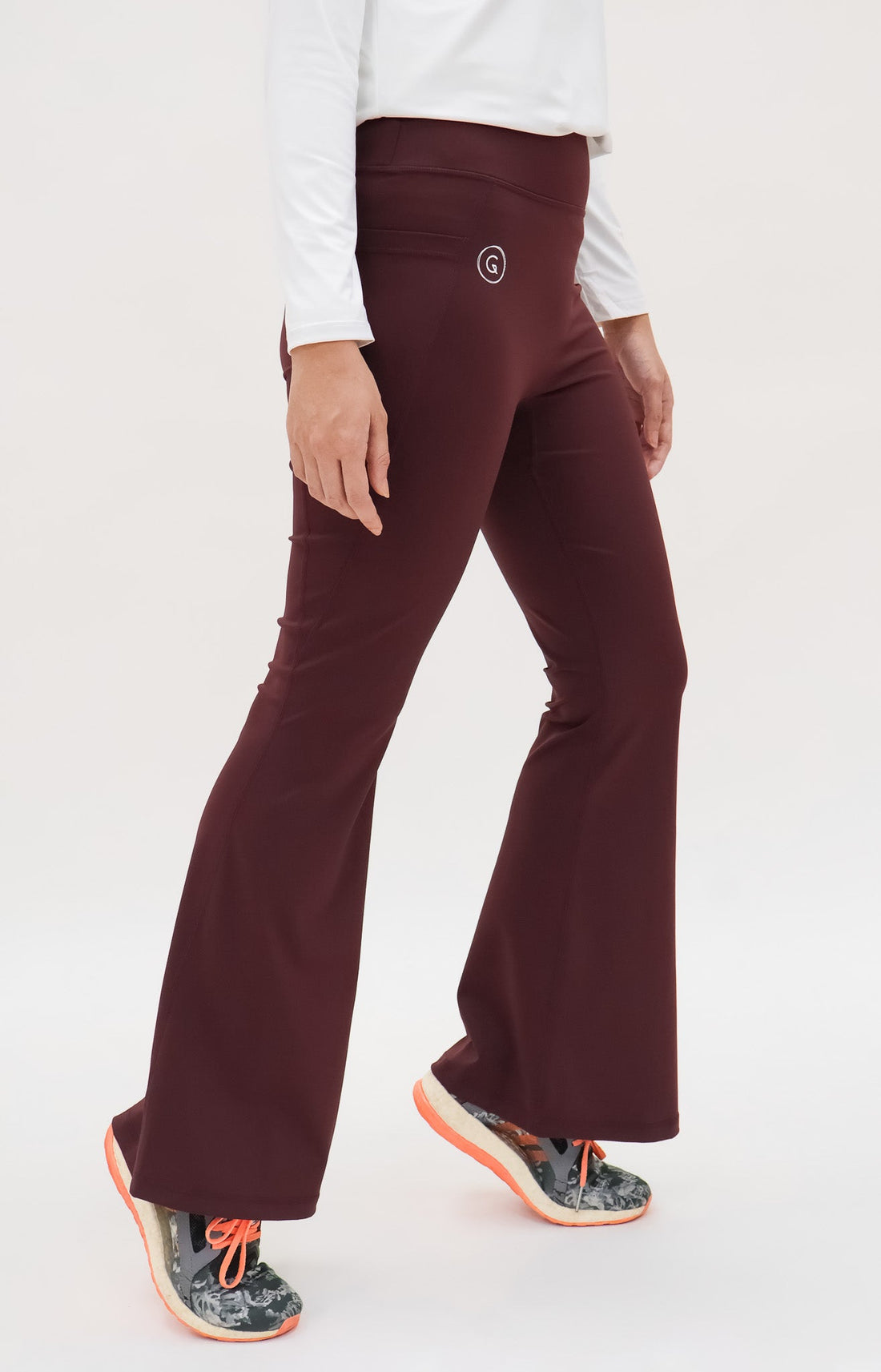 Bottoms GLOWco Exclusive Fit & Flare High Waisted Pocket Pants in Plum