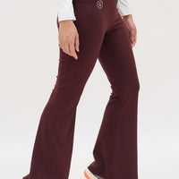 Bottoms GLOWco Exclusive Fit & Flare High Waisted Pocket Pants in Plum