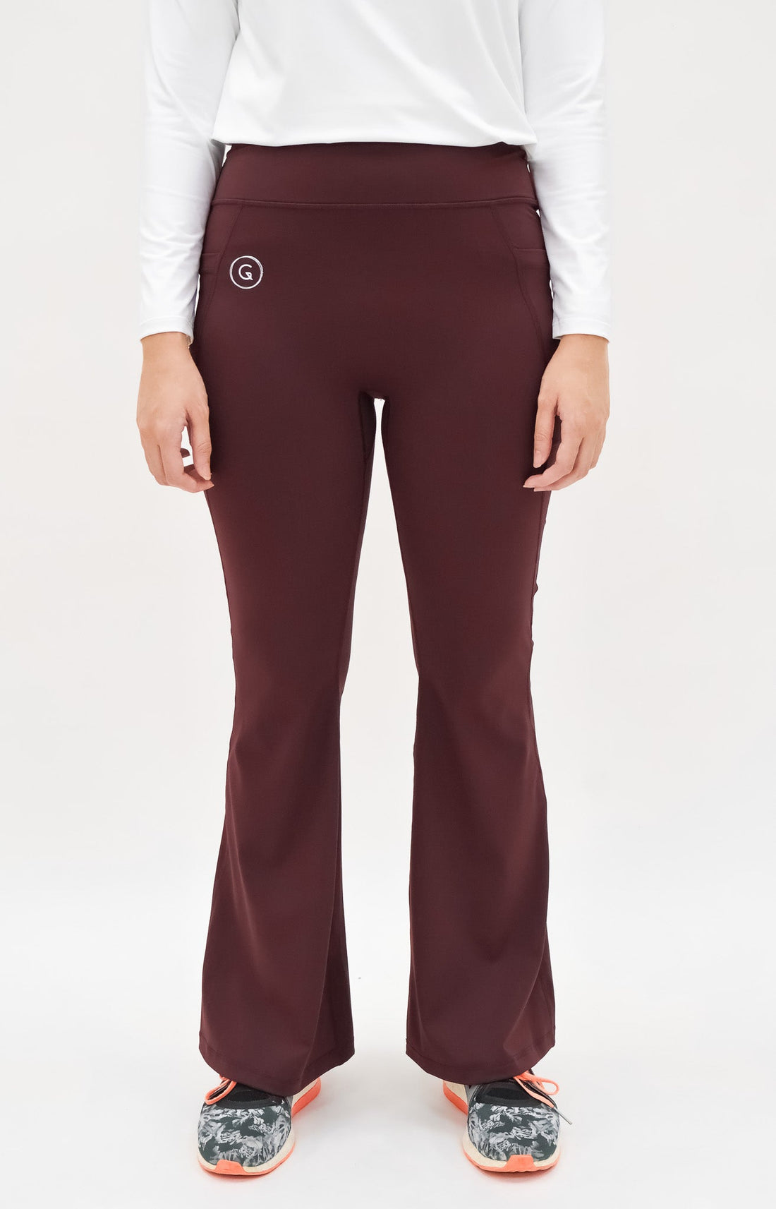 Bottoms GLOWco Exclusive Fit & Flare High Waisted Pocket Pants in Plum