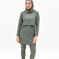 Swimwear GLOWco Exclusive Seaside Layered Swimwear in Sage Green