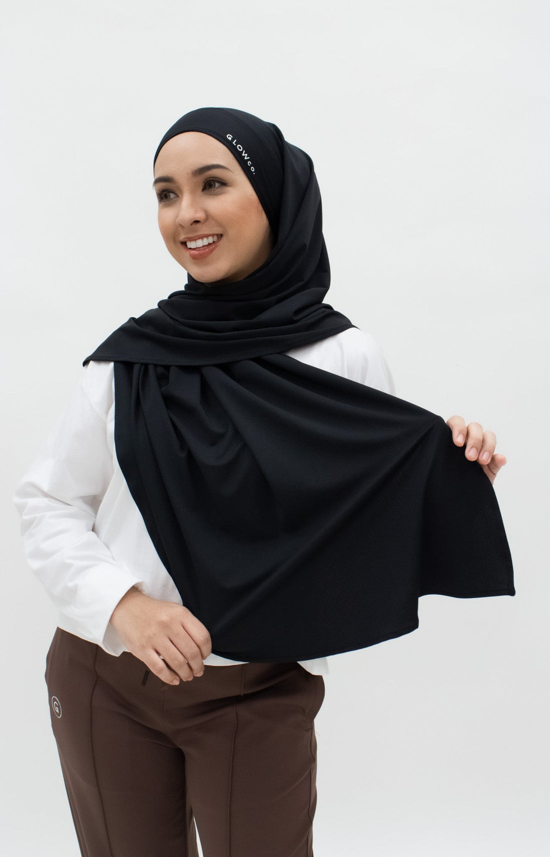 Sports Hijabs GLOWco Exclusive Tie Back MAXI Shawl in Black