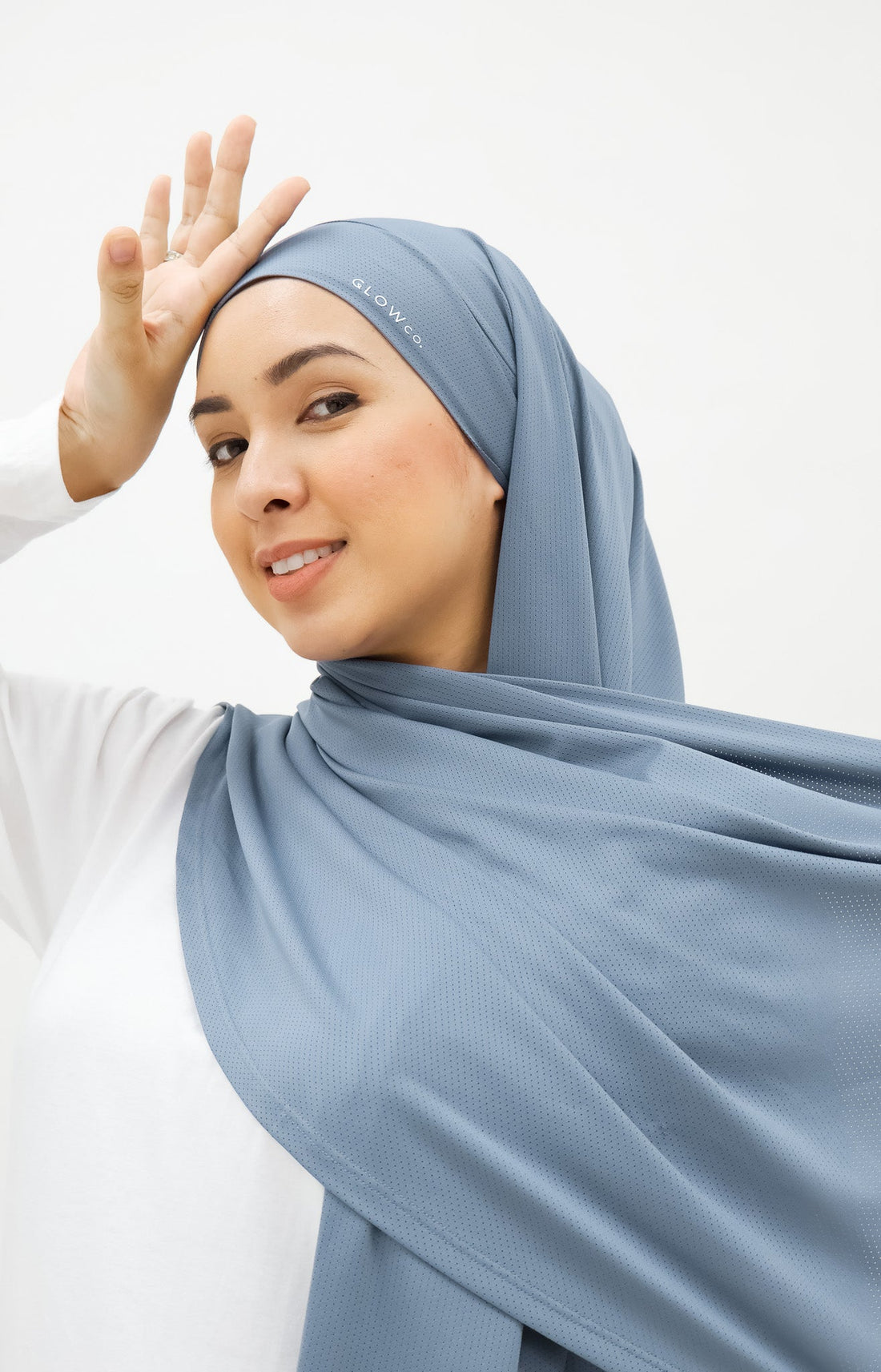 Sports Hijabs GLOWco Exclusive Tie Back MAXI Shawl in Misty Blue