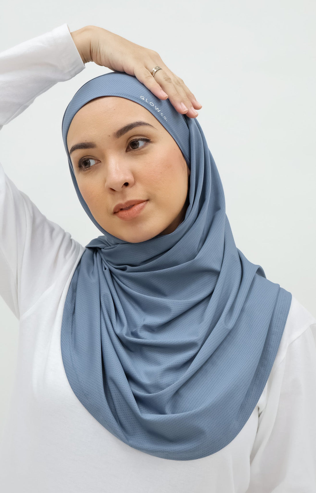 Sports Hijabs GLOWco Exclusive Tie Back MAXI Shawl in Misty Blue