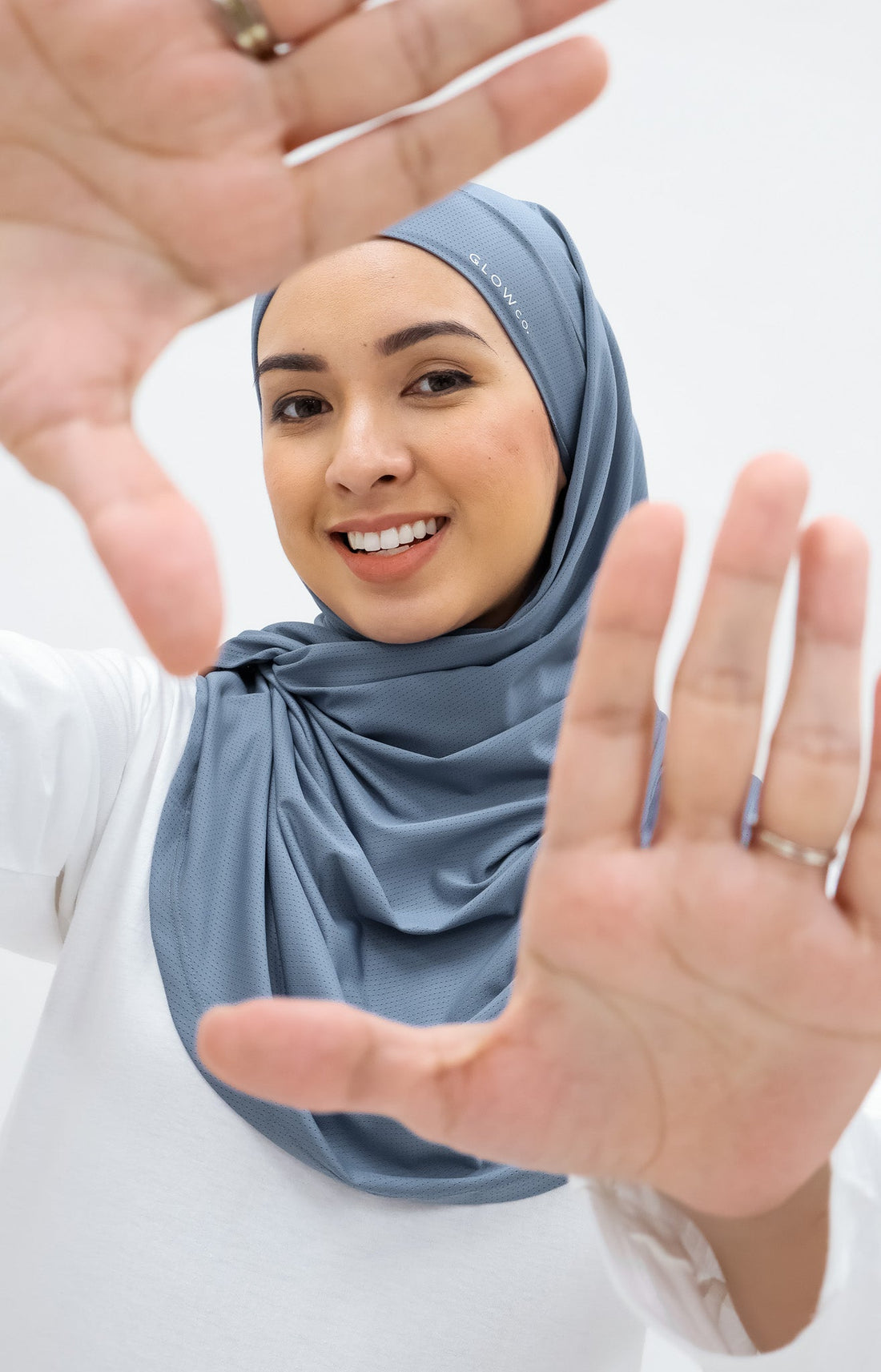 Sports Hijabs GLOWco Exclusive Tie Back MAXI Shawl in Misty Blue