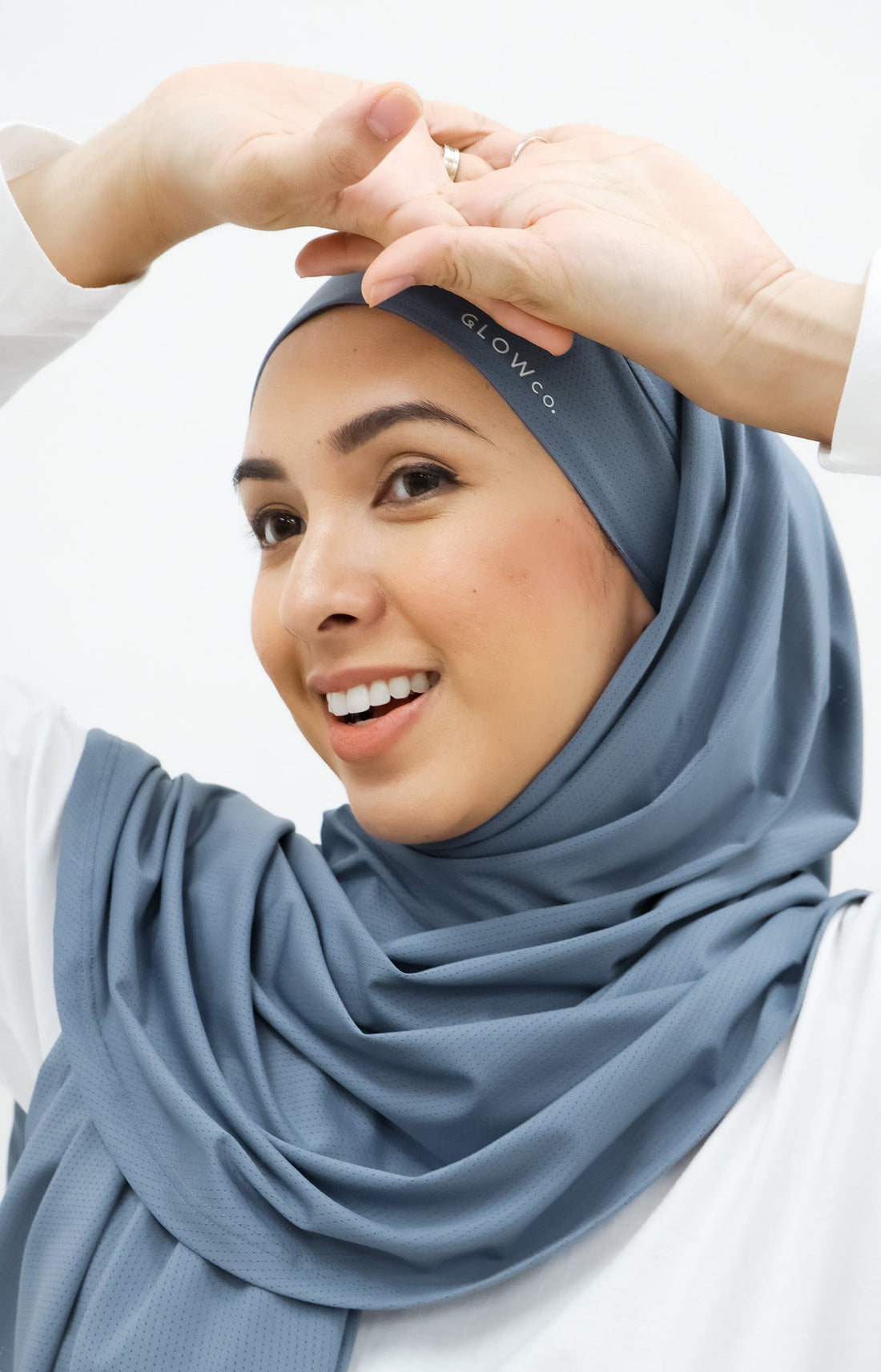 Sports Hijabs GLOWco Exclusive Tie Back MAXI Shawl in Misty Blue