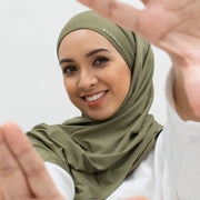 Sports Hijabs GLOWco Exclusive Tie Back MAXI Shawl in Pale Olive