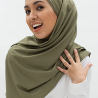 Sports Hijabs GLOWco Exclusive Tie Back MAXI Shawl in Pale Olive