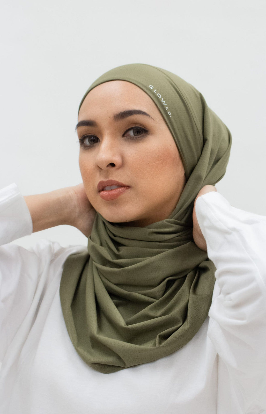 Sports Hijabs GLOWco Exclusive Tie Back MAXI Shawl in Pale Olive