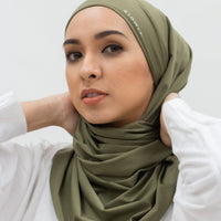 Sports Hijabs GLOWco Exclusive Tie Back MAXI Shawl in Pale Olive