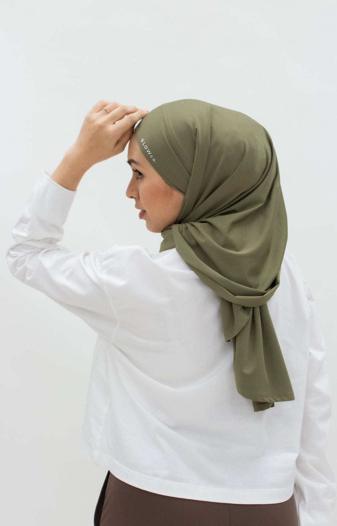 Sports Hijabs GLOWco Exclusive Tie Back MAXI Shawl in Pale Olive