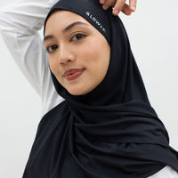 Sports Hijabs GLOWco Exclusive Tie Back Regular Shawl in Black