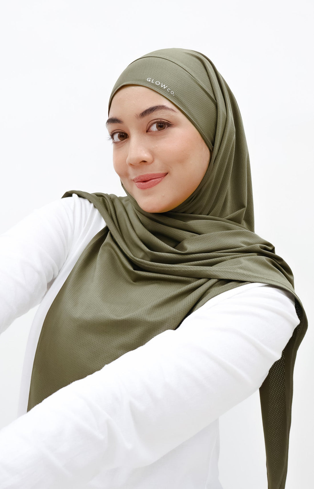 Sports Hijabs GLOWco Exclusive Tie Back Regular Shawl in Burnt Olive