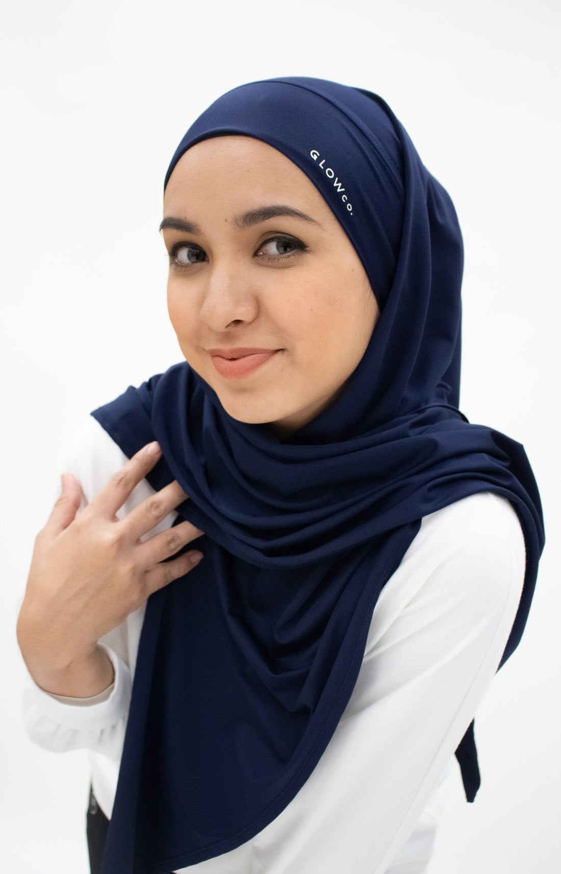 Sports Hijabs GLOWco Exclusive Tie Back Regular Shawl in Midnight Blue
