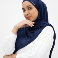 Sports Hijabs GLOWco Exclusive Tie Back Regular Shawl in Midnight Blue