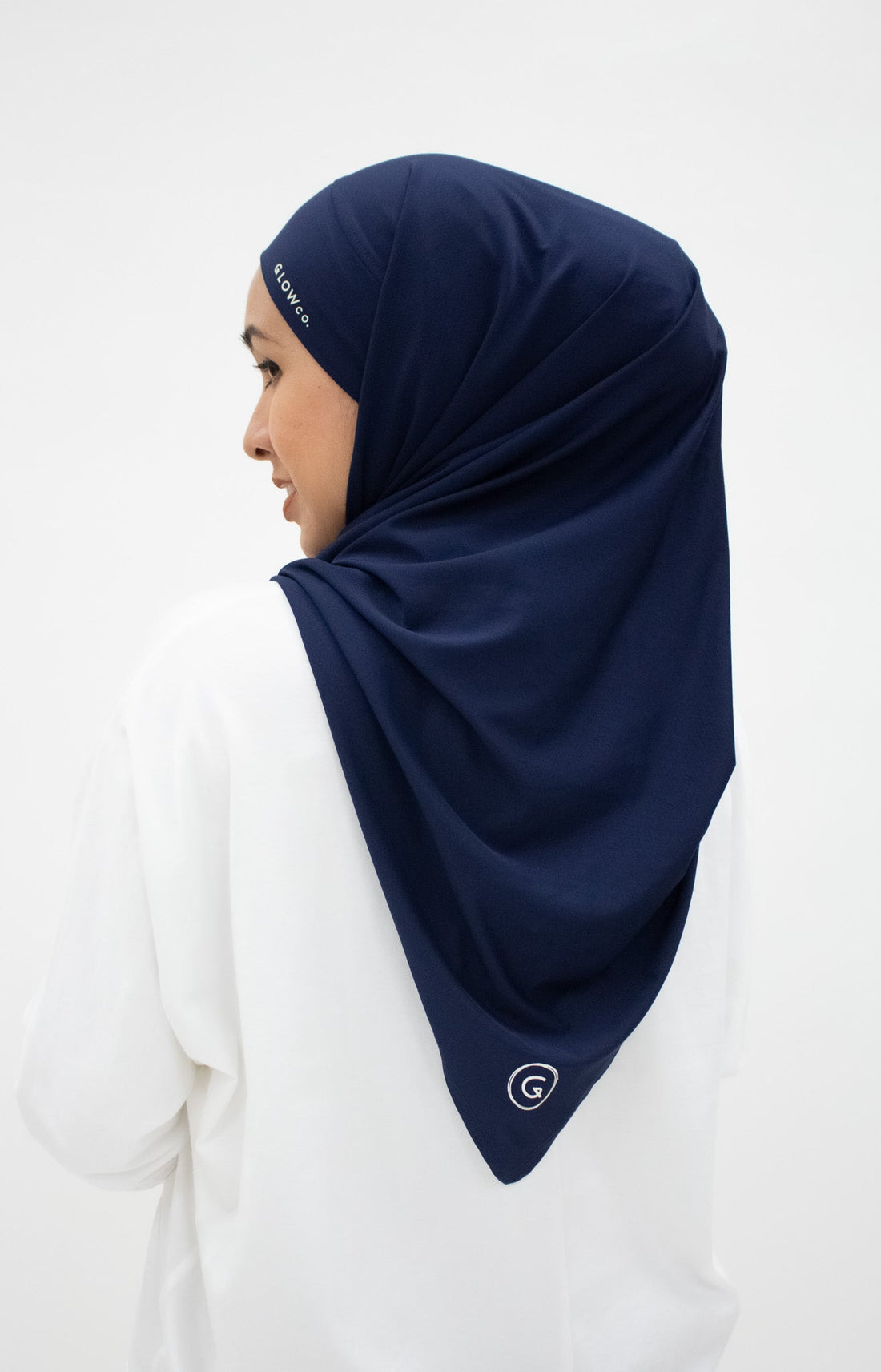 Sports Hijabs GLOWco Exclusive Tie Back Regular Shawl in Midnight Blue