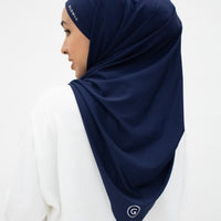 Sports Hijabs GLOWco Exclusive Tie Back Regular Shawl in Midnight Blue