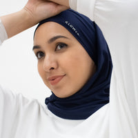 Sports Hijabs GLOWco Exclusive Tie Back Regular Shawl in Midnight Blue