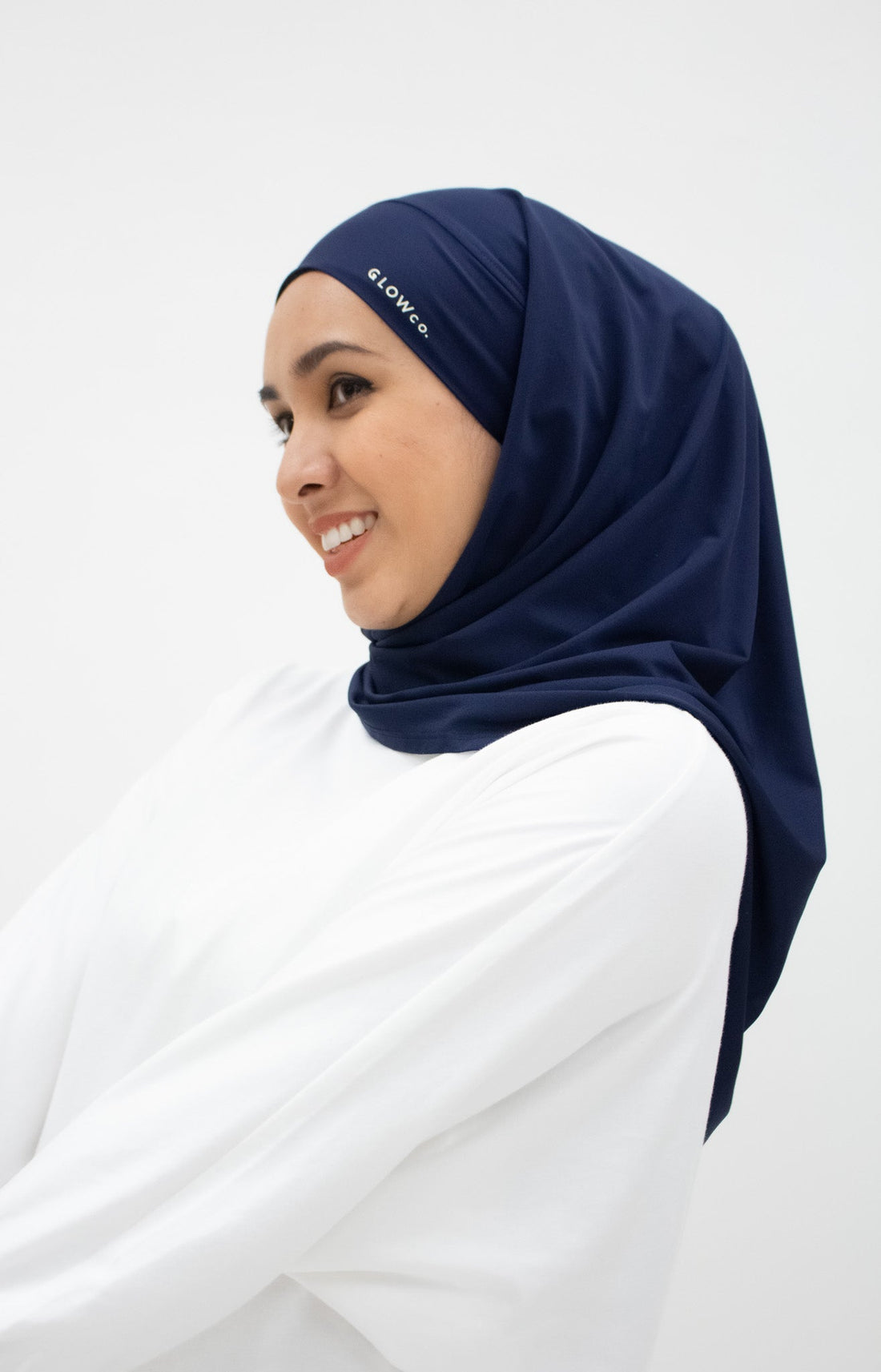 Sports Hijabs GLOWco Exclusive Tie Back Regular Shawl in Midnight Blue