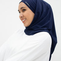 Sports Hijabs GLOWco Exclusive Tie Back Regular Shawl in Midnight Blue