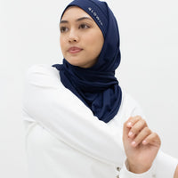 Sports Hijabs GLOWco Exclusive Tie Back Regular Shawl in Midnight Blue