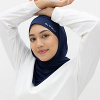 Sports Hijabs GLOWco Exclusive Tie Back Regular Shawl in Midnight Blue