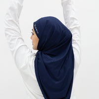 Sports Hijabs GLOWco Exclusive Tie Back Regular Shawl in Midnight Blue