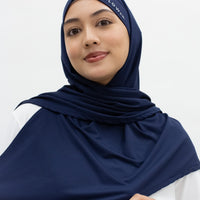 Sports Hijabs GLOWco Exclusive Tie Back Regular Shawl in Midnight Blue